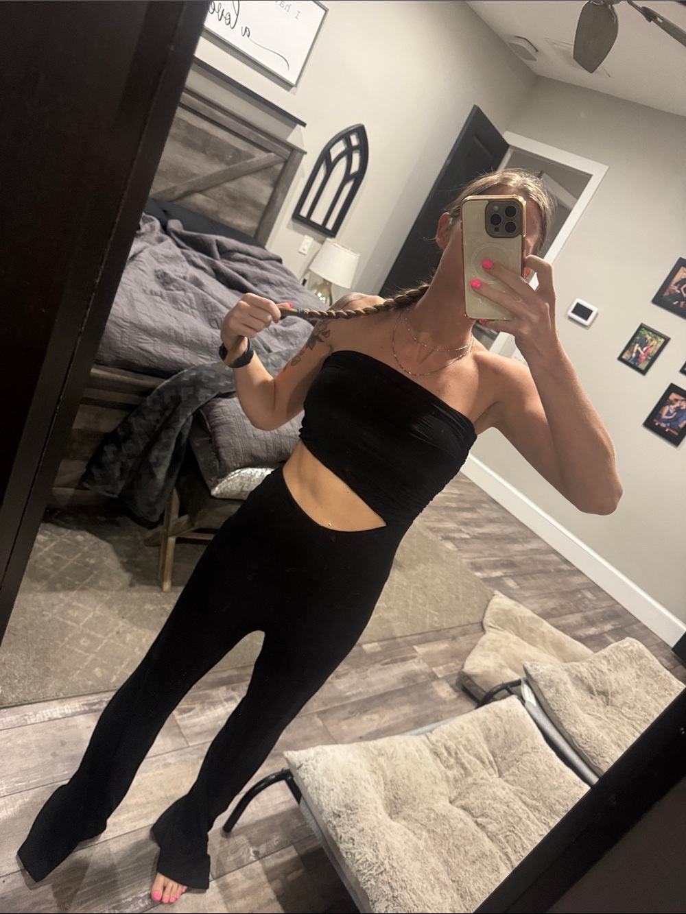 House of Harlow 1960 Black Cutout Strapless Jumpsuit